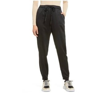 LEITH Satin Drawstring Joggers In Black
